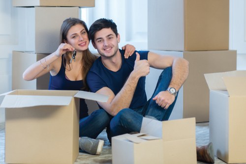 Large furniture items arranged in a clean storage facility