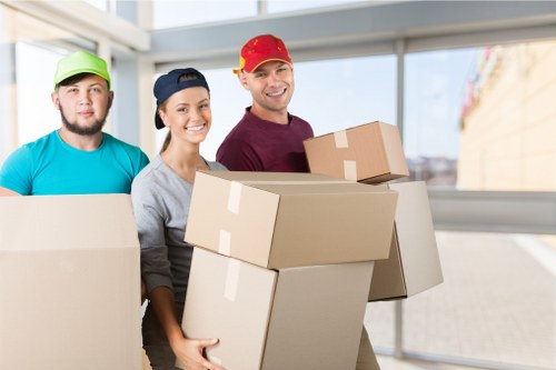 Packed boxes ready for house removals in Ham