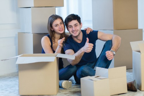 Packed boxes and storage-ready belongings for removals in Ham